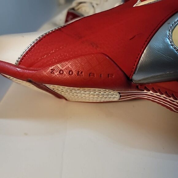 Nike Shox Zoom Air Basketball Sneakers Red White Cream #050507 LN3 SIZE 15 EUC - Picture 7 of 16